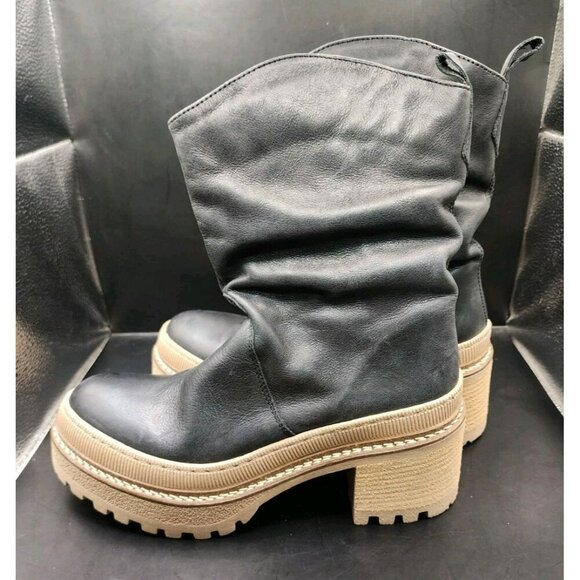 Free People Women's Mel Black Leather Slouch Boot Size 6 Boho Western - Picture 6 of 10